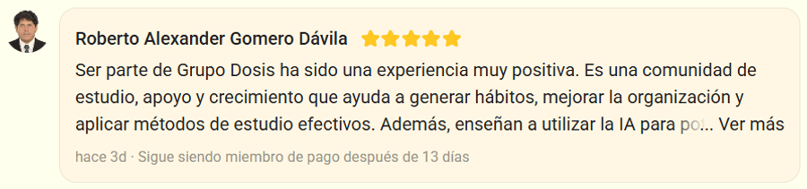 Reseña de 5 estrellas de Roberto Alexander Gomero Dávila